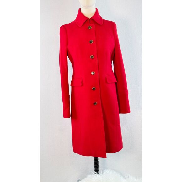 J Crew | Classic Lady Day Coat Sz 4 in Red | Italian Thinsulate® - Picture 4 of 10